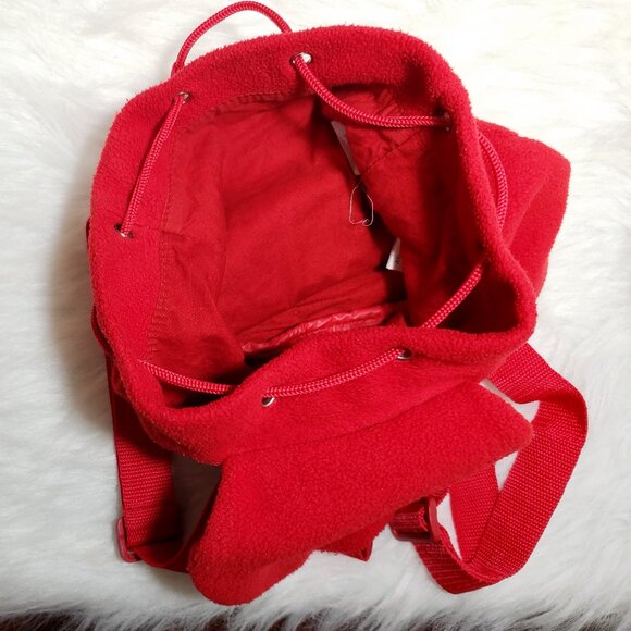Y2K Cozy Day DISNEY STORE Winnie The Pooh Fleece Red Embroidered Backpack rvhtf - Picture 8 of 13